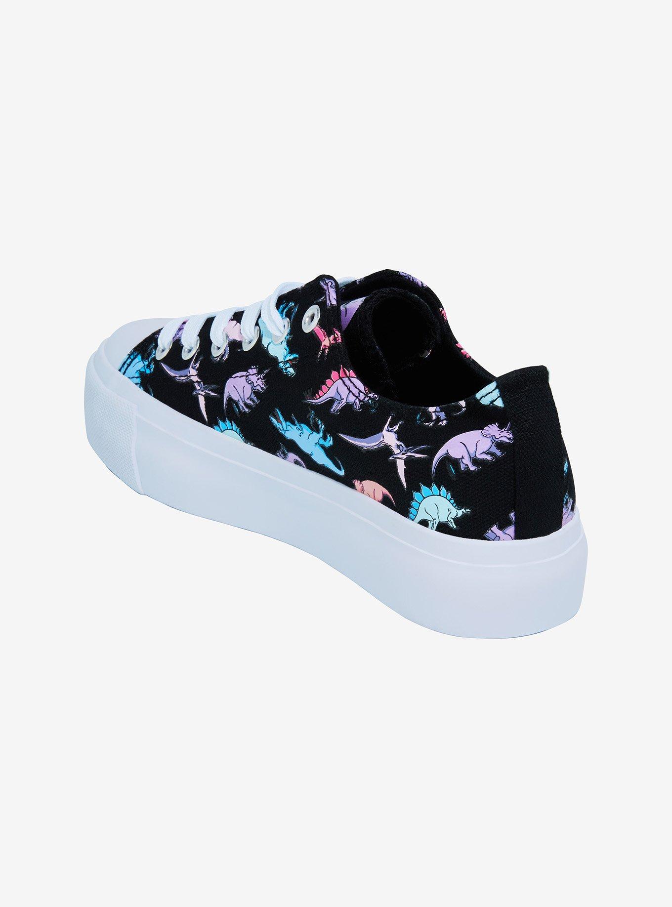 Pastel Dinosaur Lace-Up Platform Sneakers, MULTI, alternate
