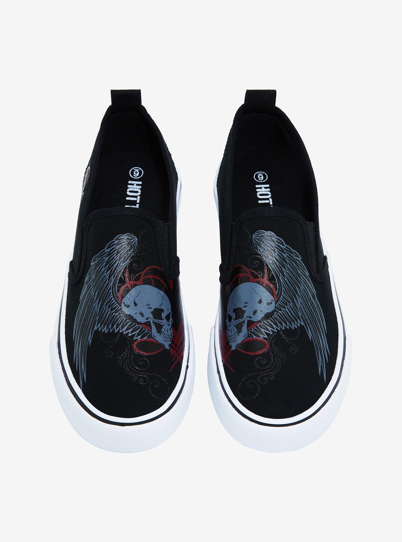 Winged Skull Slip-On Sneakers, MULTI, alternate