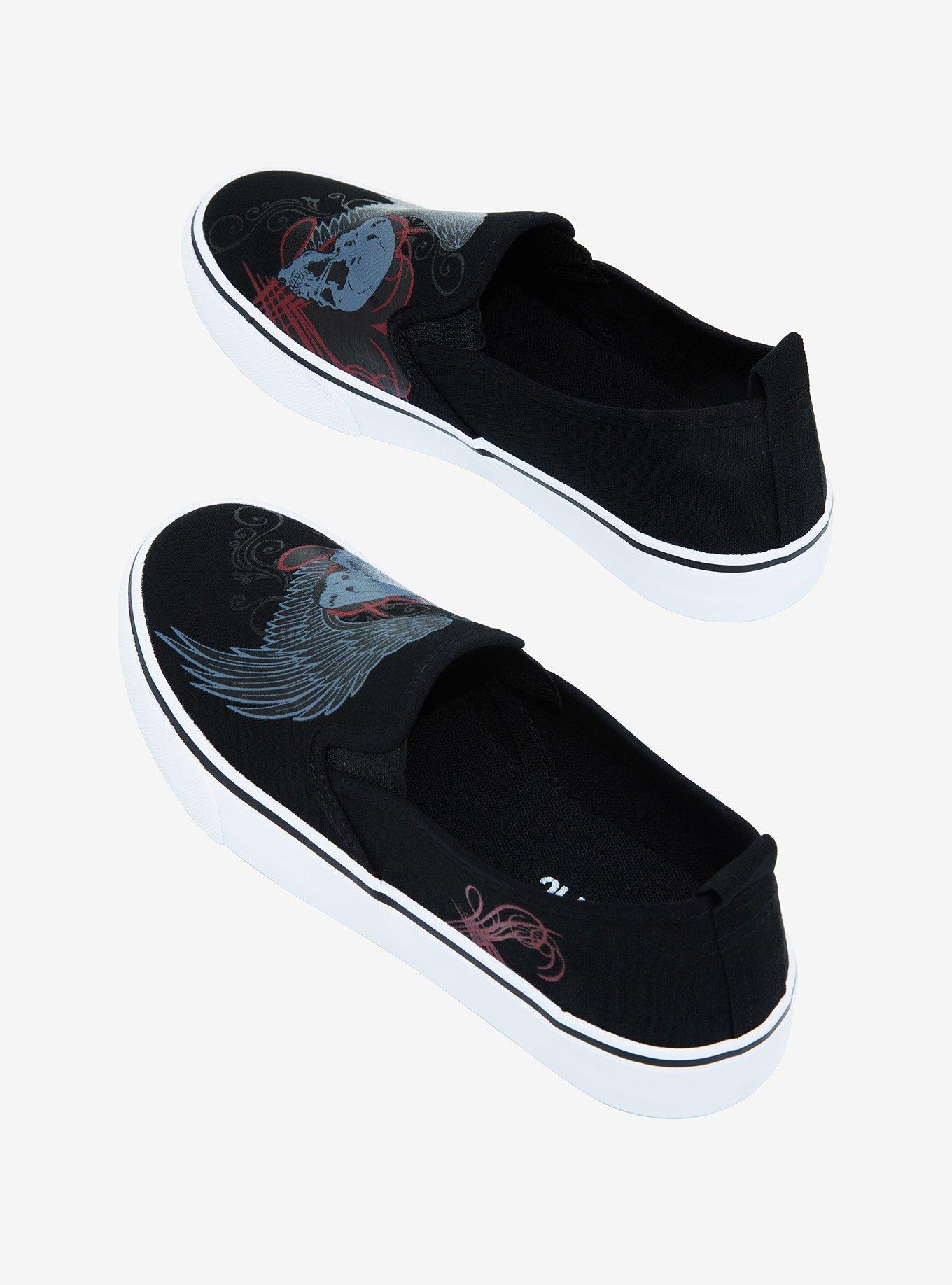 Winged Skull Slip-On Sneakers, MULTI, alternate