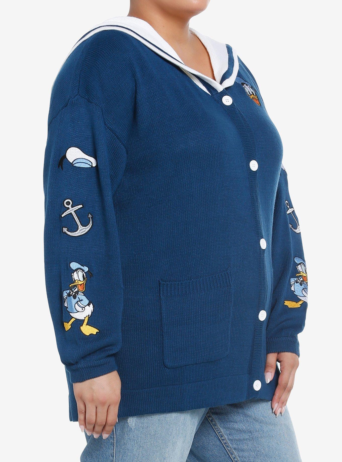 Disney Donald Duck Embroidered Cardigan Plus Size, BLUE  WHITE, alternate