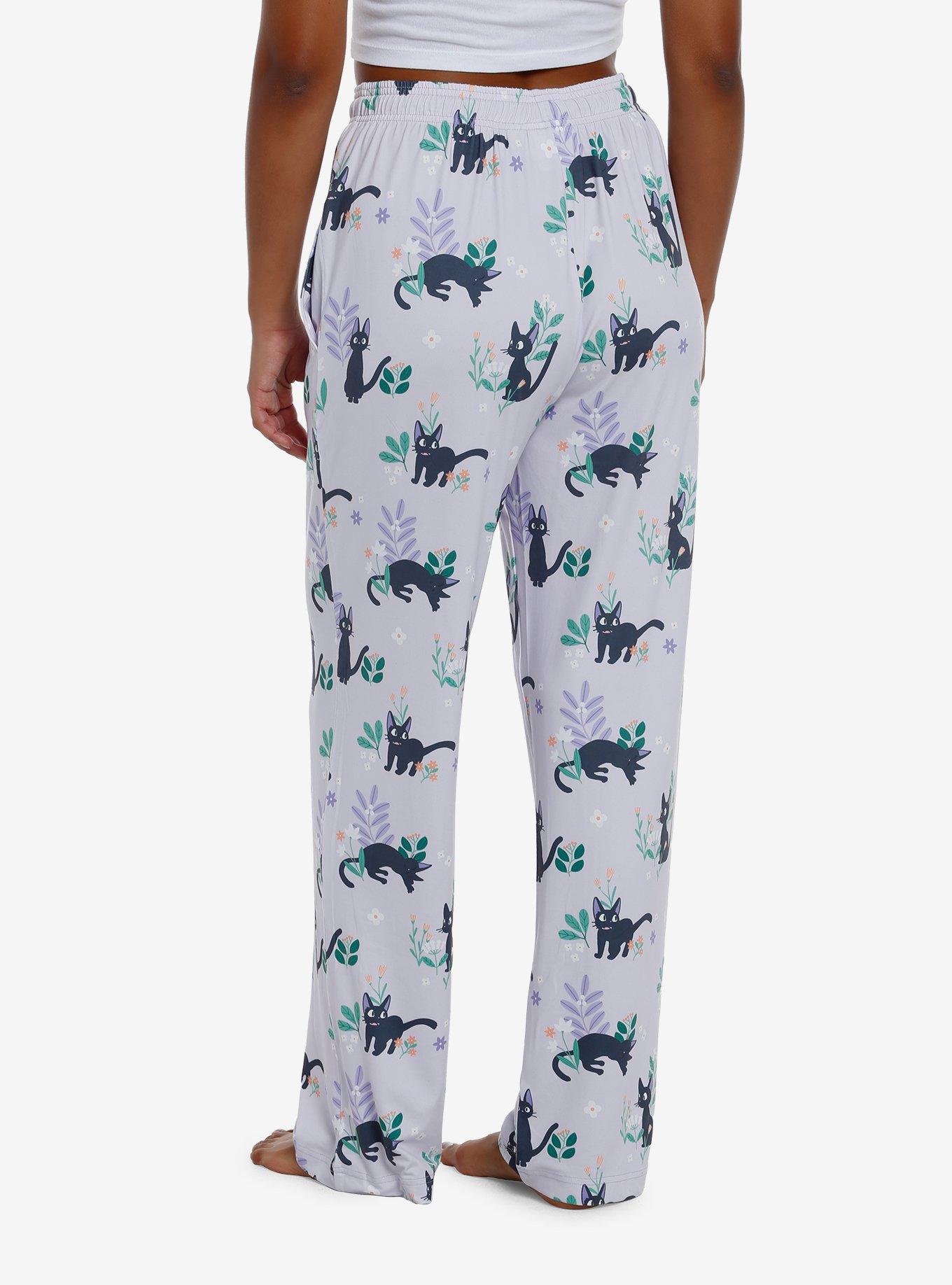 Her Universe Studio Ghibli Kiki's Delivery Service Jiji & Flowers Pajama Pants, MULTI, alternate