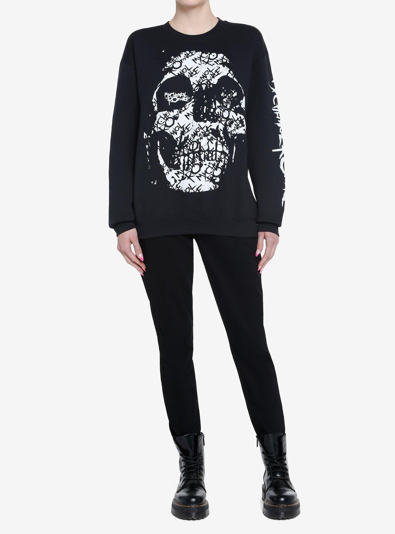 My Chemical Romance Skull Scribble Girls Sweatshirt, BLACK, alternate