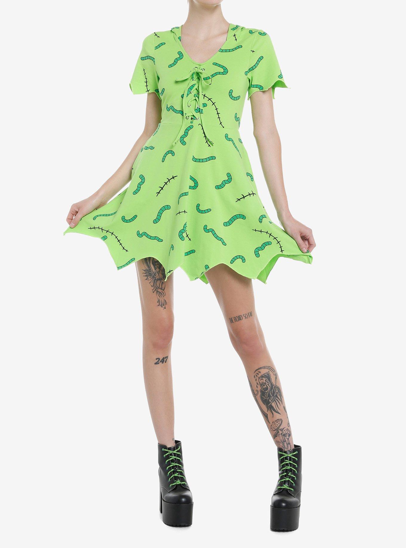 The Nightmare Before Christmas Oogie Boogie Hooded Dress, BRIGHT GREEN, alternate