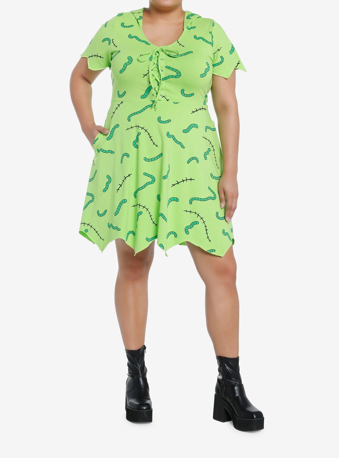 The Nightmare Before Christmas Oogie Boogie Hooded Dress Plus Size, BRIGHT GREEN, alternate