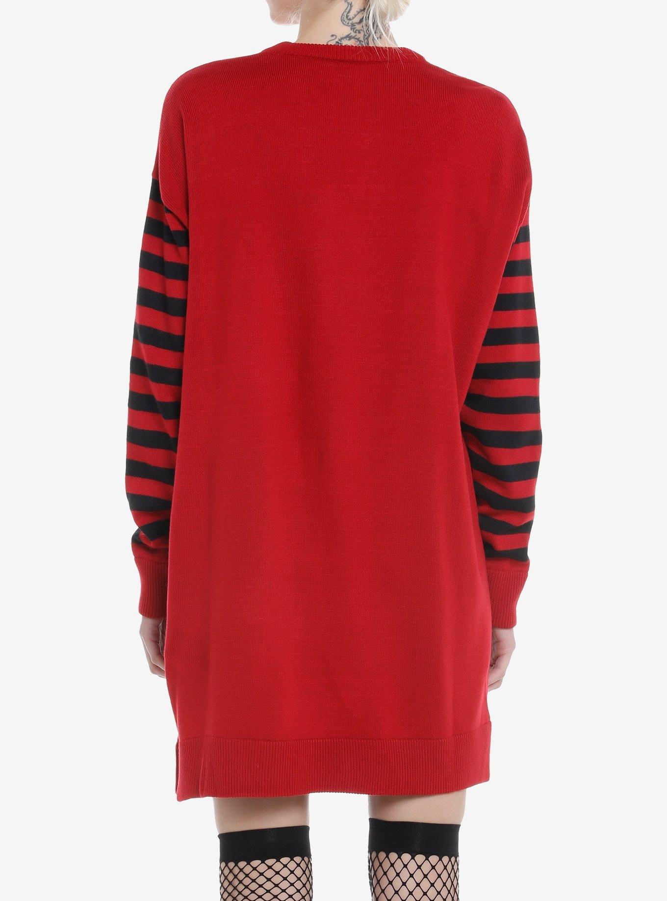 Disney Mickey Mouse Stripe Sweater Dress, RED  BLACK, alternate