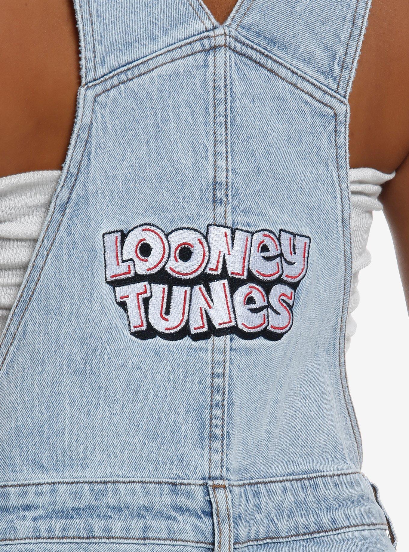 Looney Tunes Embroidered Overalls, LIGHT WASH, alternate