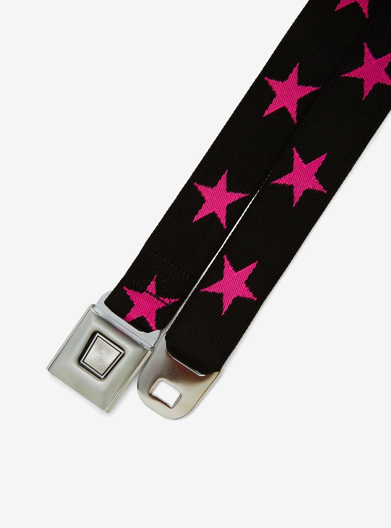 Black & Pink Star Seatbelt Belt, , alternate