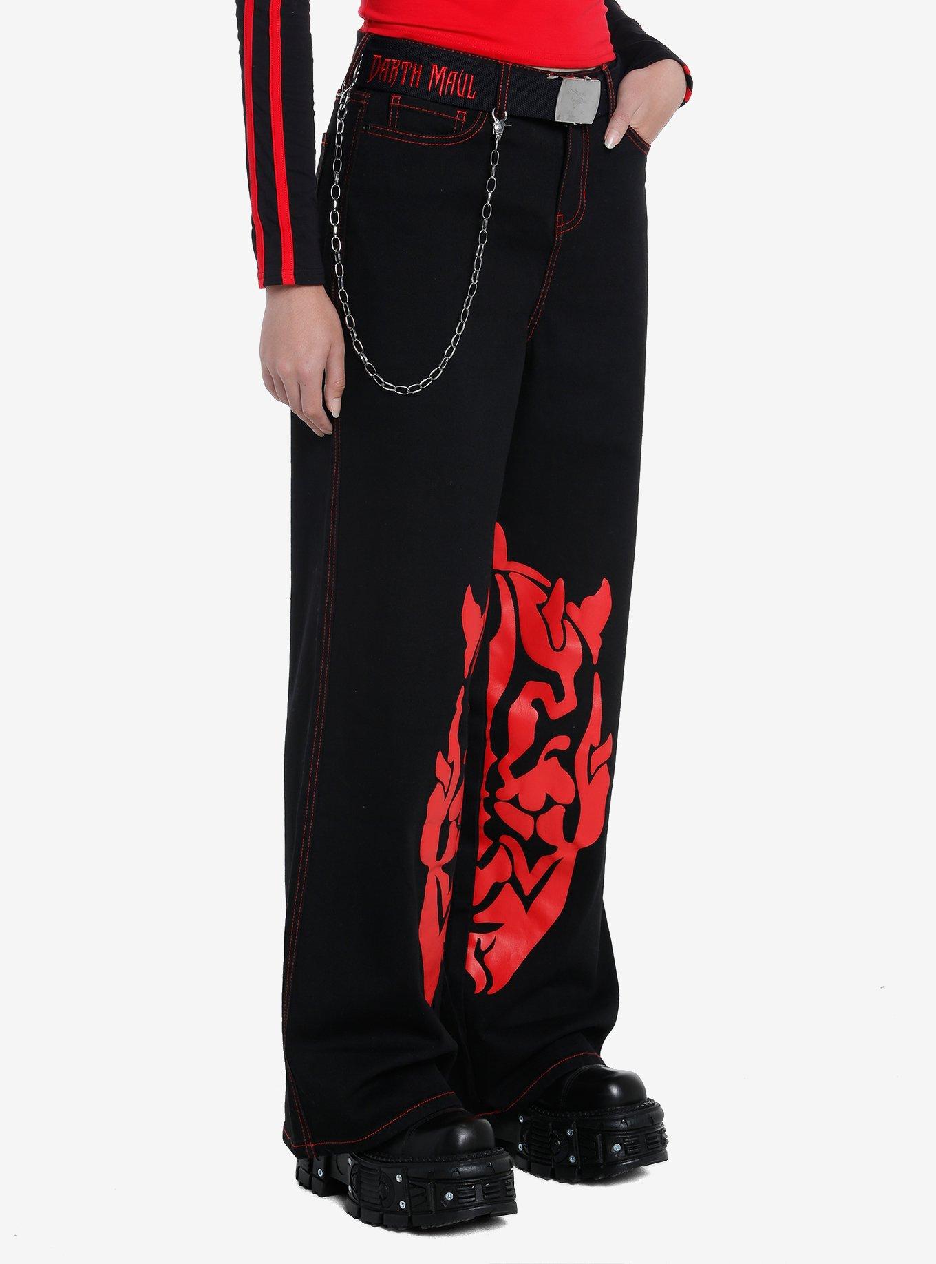 Her Universe Star Wars Darth Maul Wide Leg Denim Pants, RED, alternate