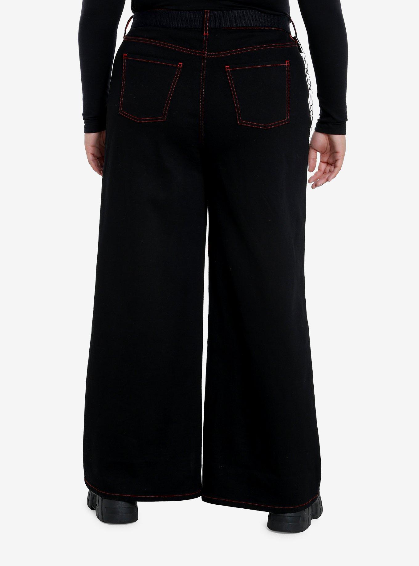Her Universe Star Wars Darth Maul Wide Leg Denim Pants Plus Size, RED, alternate