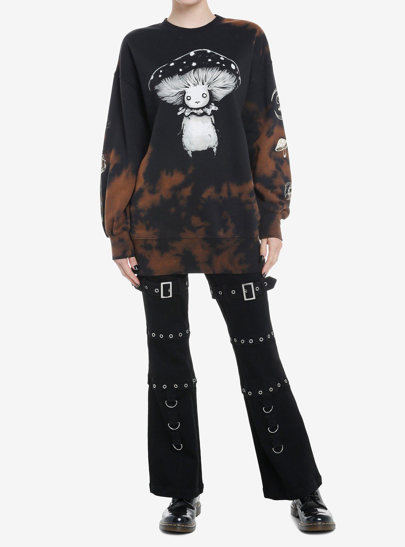 Mushroom Creature Tie-Dye Girls Oversized Sweatshirt By Guild Of Calamity, MULTI, alternate