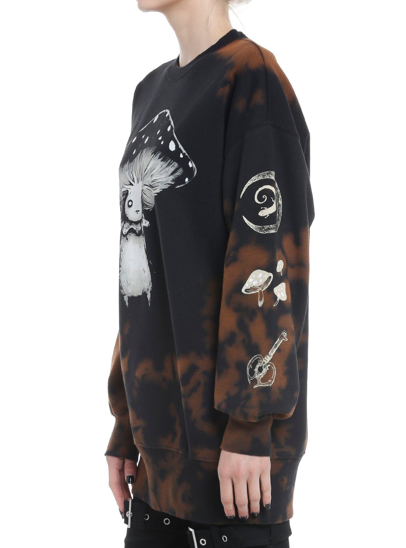 Mushroom Creature Tie-Dye Girls Oversized Sweatshirt By Guild Of Calamity, MULTI, alternate