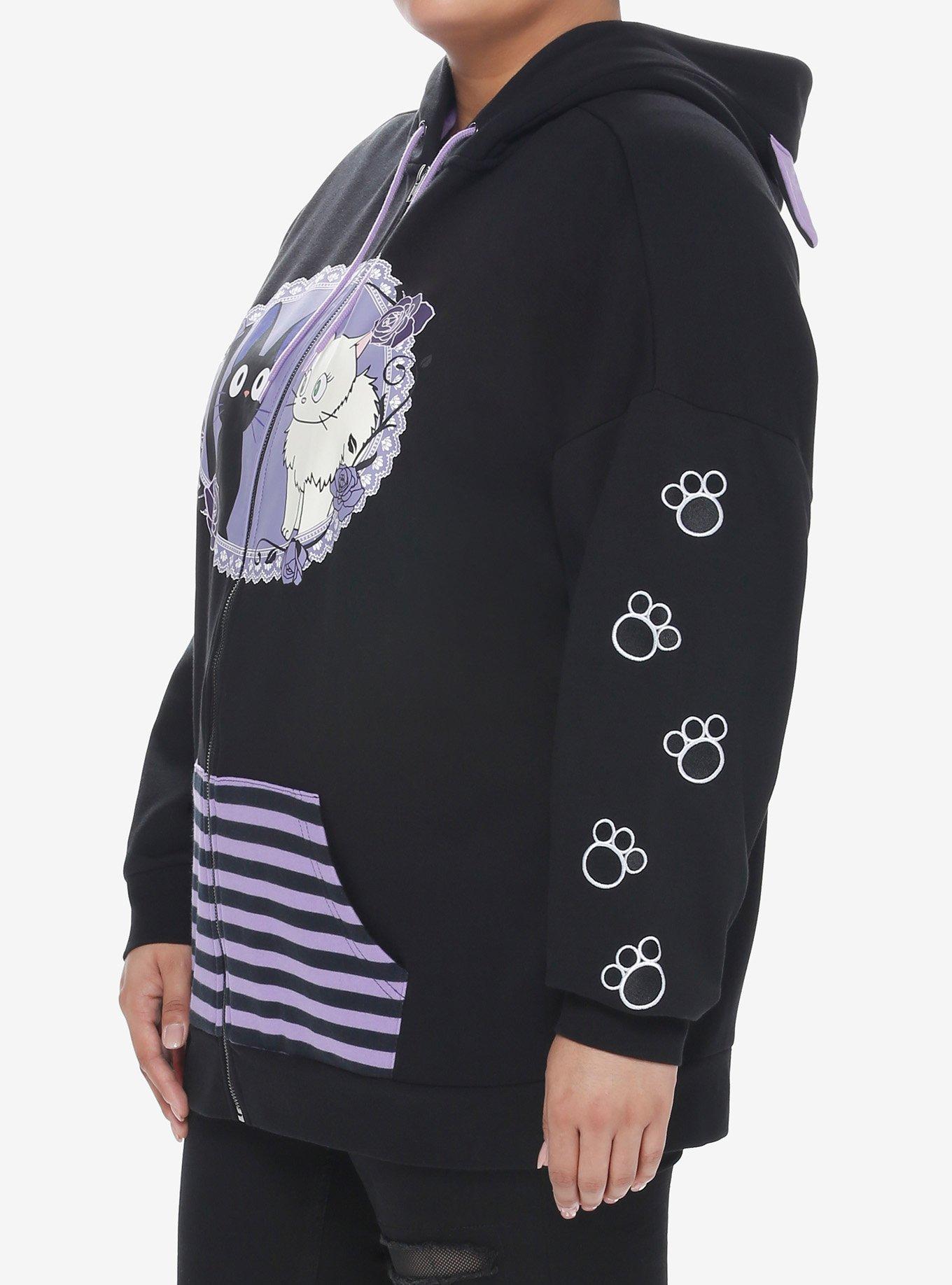 Studio Ghibli Kiki's Delivery Service Jiji & Lily Cat Ear Girls Hoodie Plus Size, MULTI, alternate