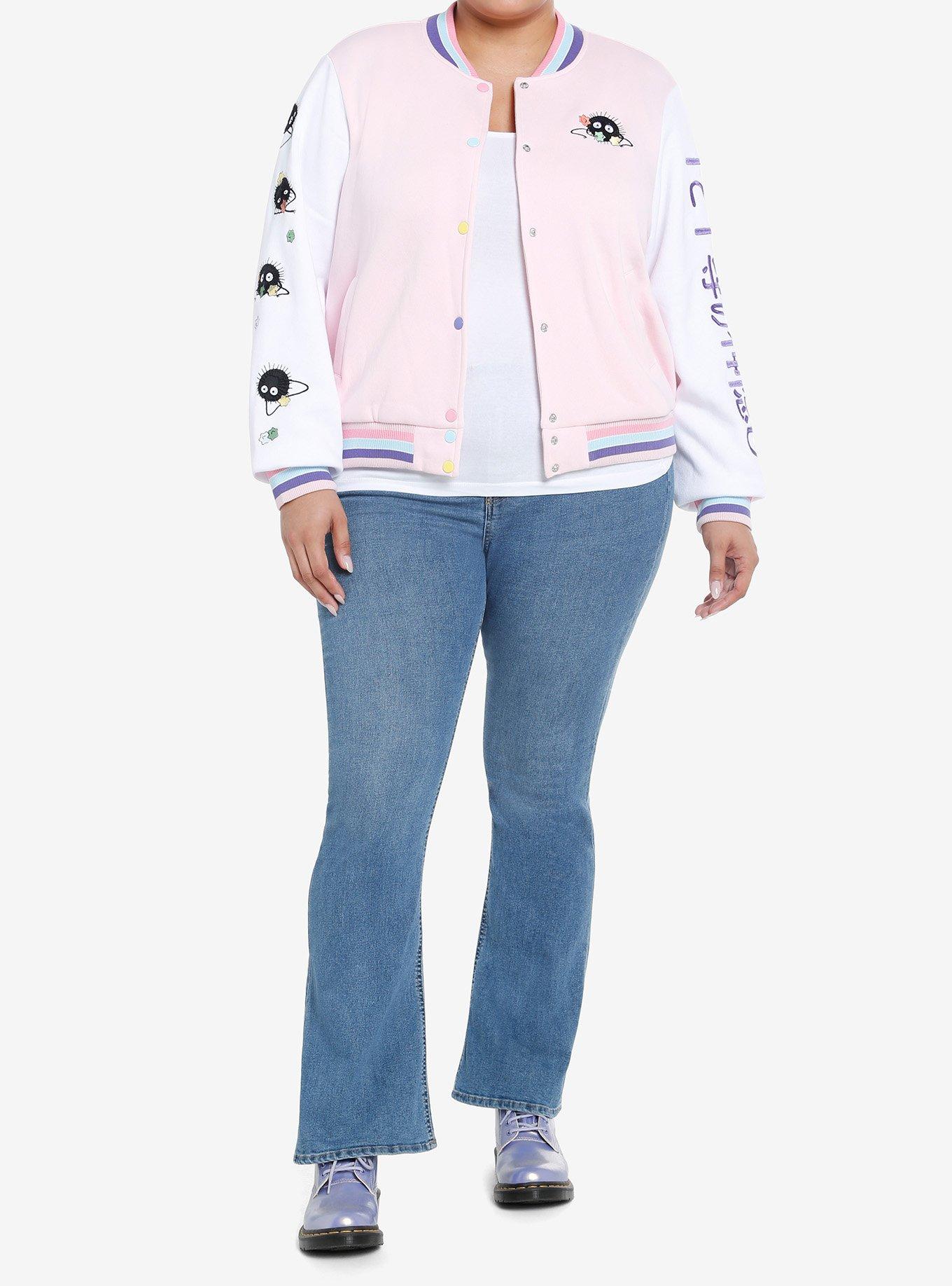Studio Ghibli Spirited Away Soot Sprites Pastel Girls  Varsity Jacket Plus Size, MULTI, alternate