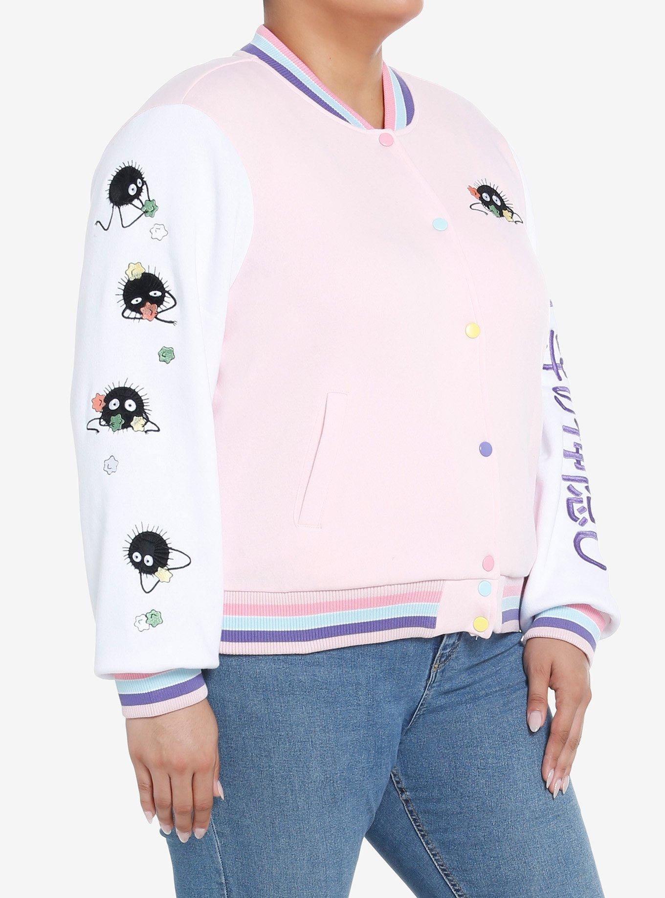 Studio Ghibli Spirited Away Soot Sprites Pastel Girls  Varsity Jacket Plus Size, MULTI, alternate