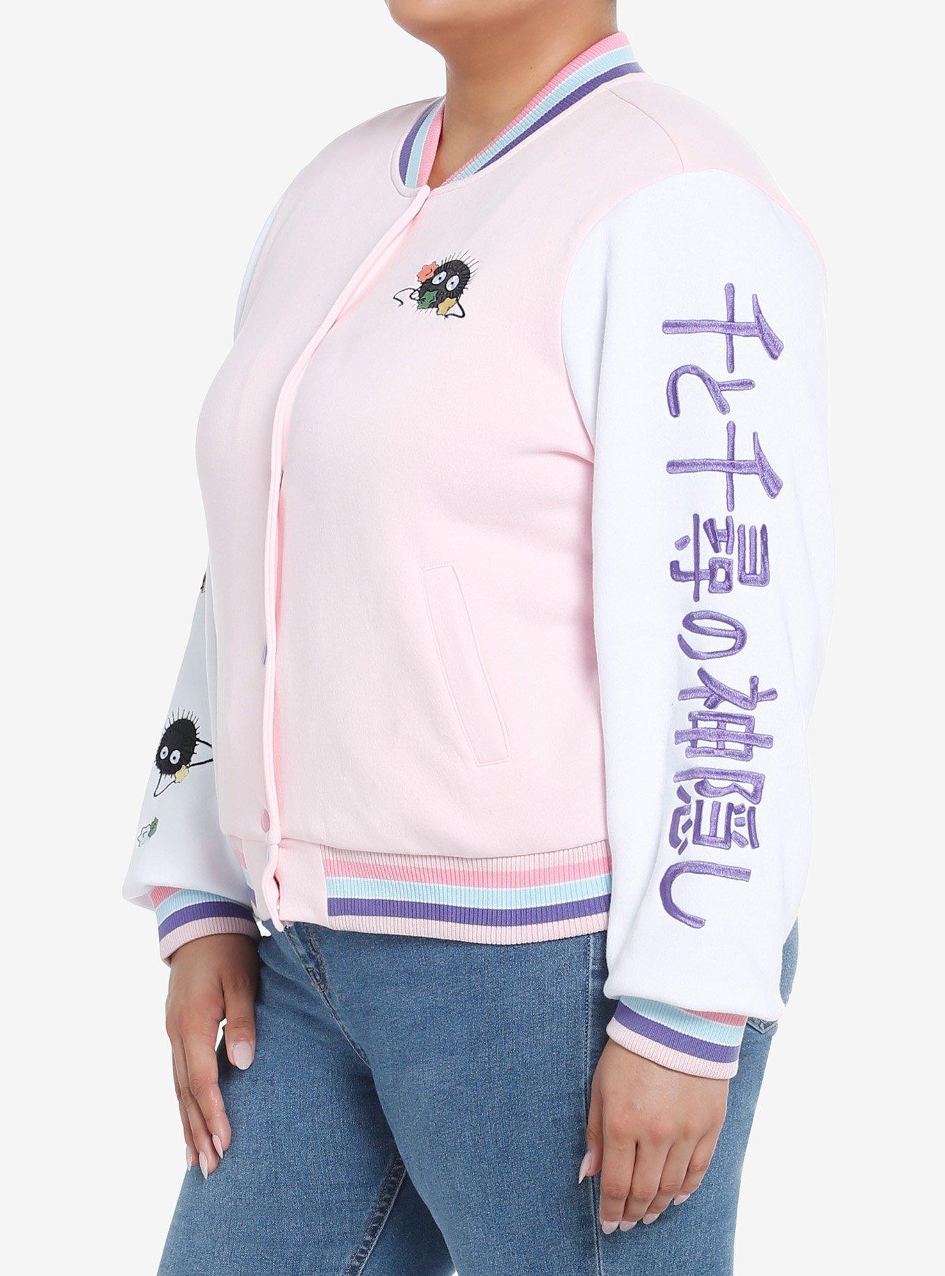 Studio Ghibli Spirited Away Soot Sprites Pastel Girls  Varsity Jacket Plus Size, MULTI, alternate