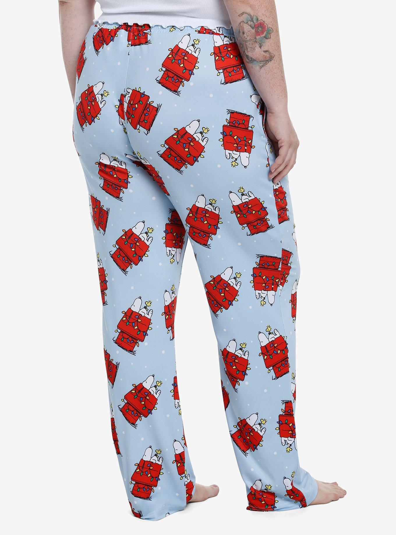 Peanuts Snoop Doghouse Holiday Lights Girls Pajama Pants Plus Size, BLUE, alternate