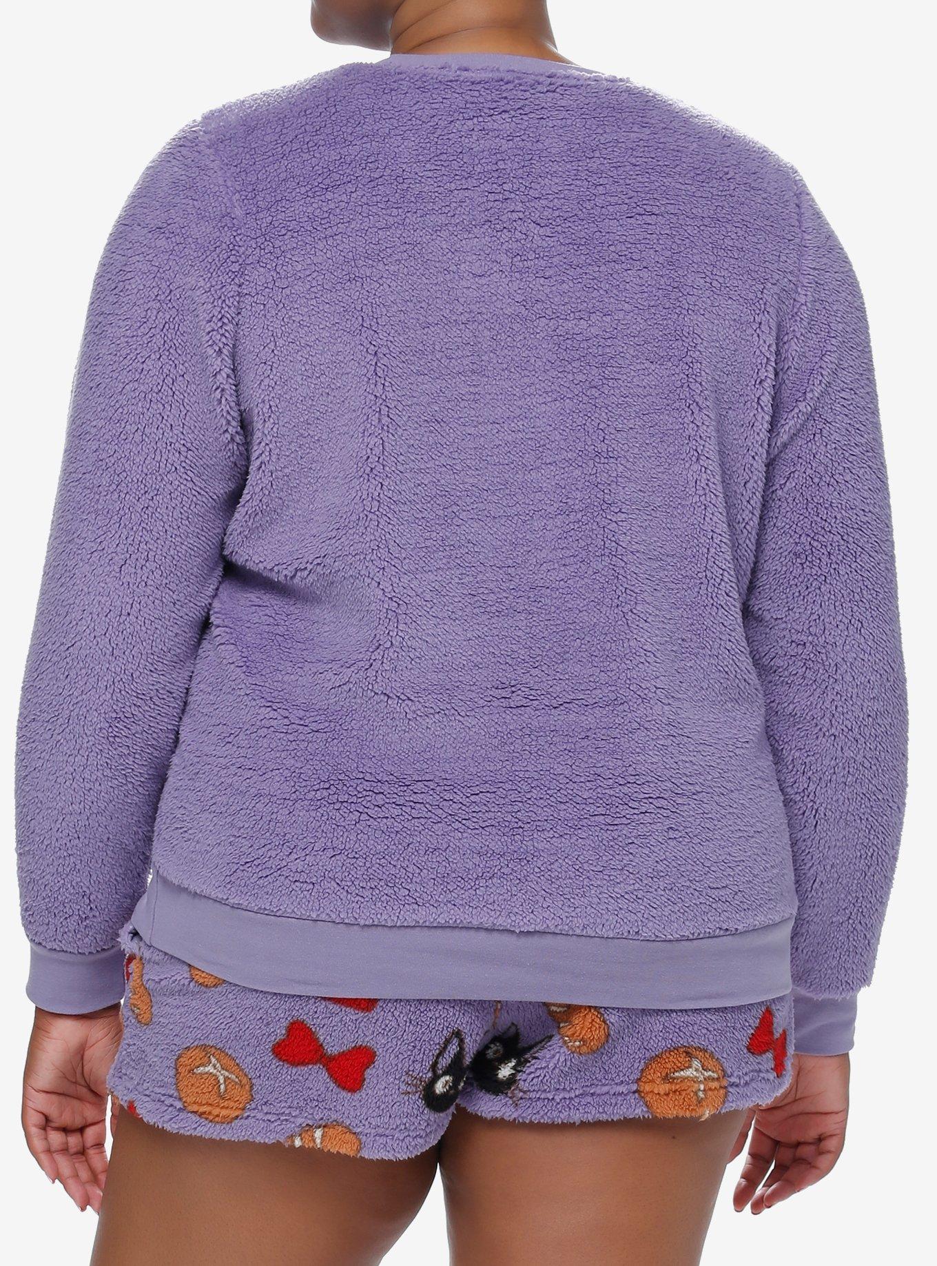 Studio Ghibli Kiki's Delivery Service Jiji Girls Fuzzy Lounge Set Plus Size, PURPLE, alternate