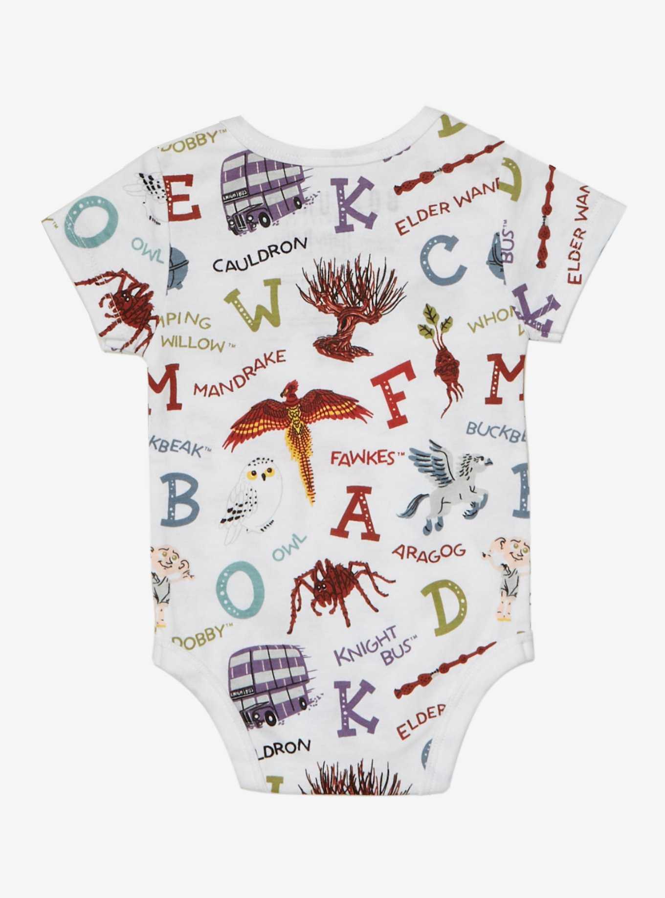 Harry Potter Alphabet Icons Allover Print Infant One-Piece - BoxLunch Exclusive, , hi-res