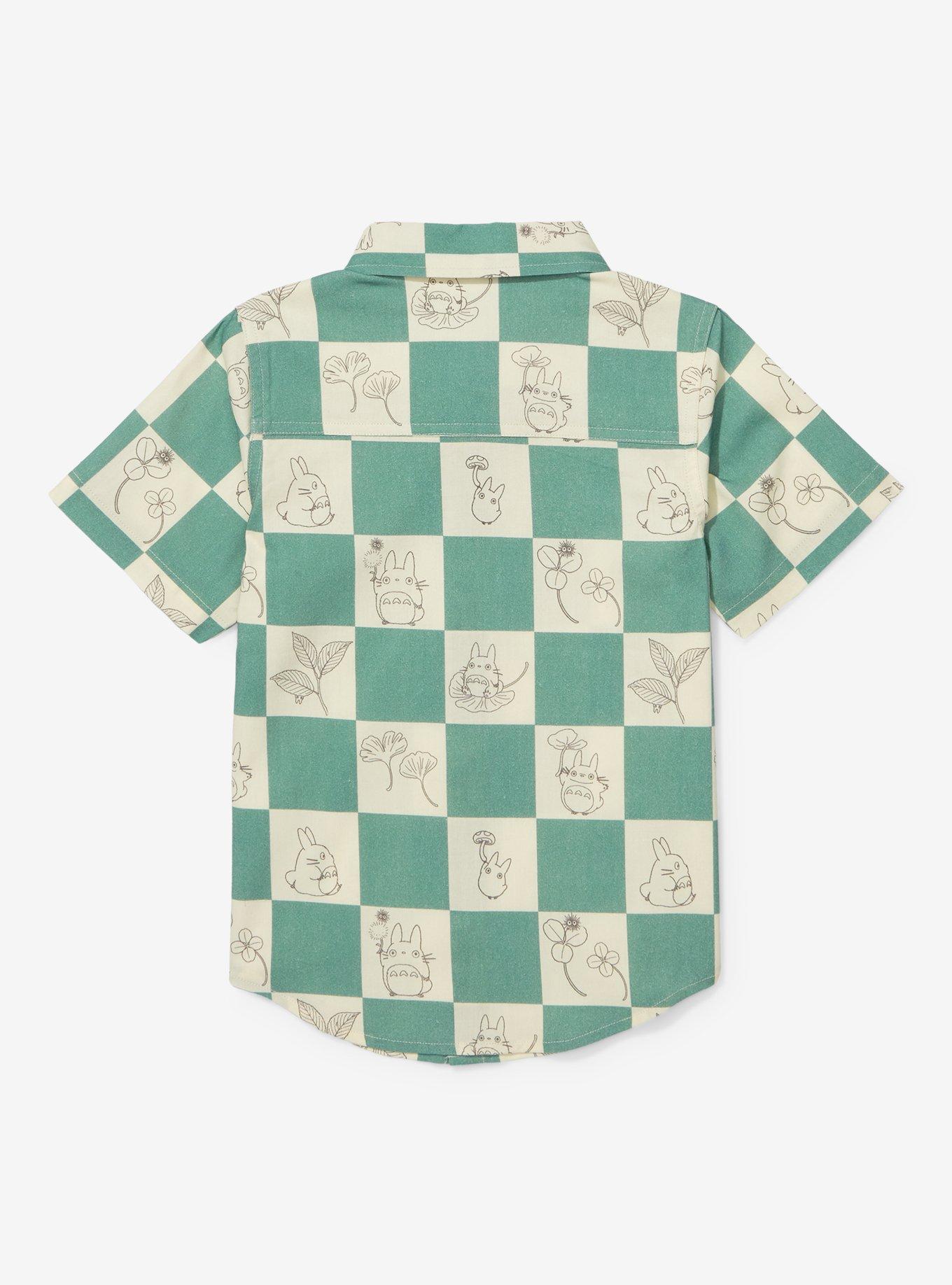 Our Universe Studio Ghibli My Neighbor Totoro Checkered Toddler Woven Button-Up - BoxLunch Exclusive, SAGE, alternate