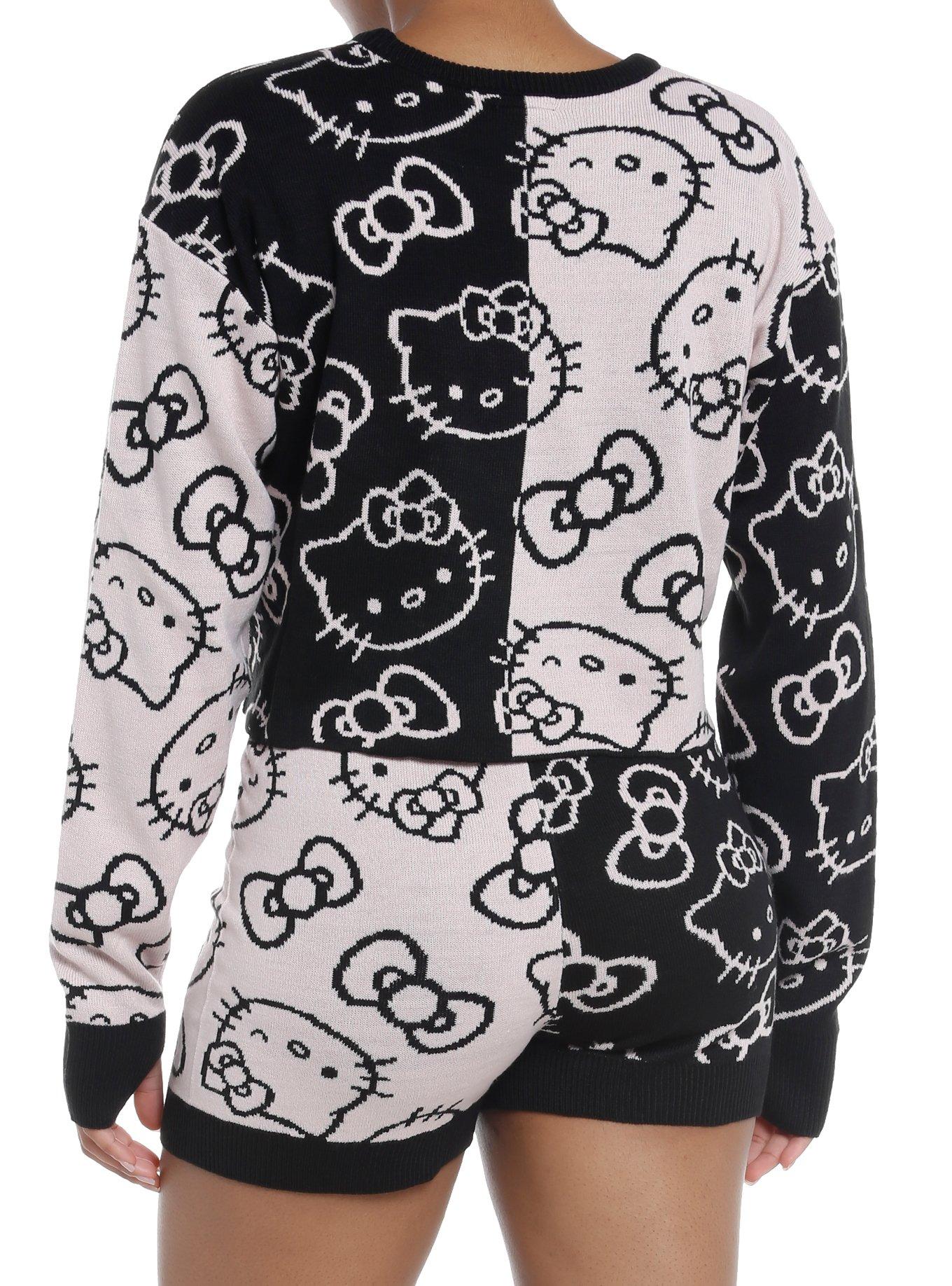 Hello Kitty Bow Split Girls Crop Sweater, PINK, alternate