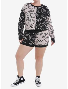 Hello Kitty Bow Split Girls Crop Sweater Plus Size, , hi-res