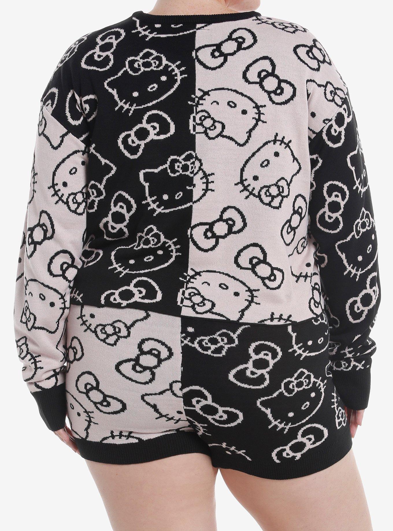 Hello Kitty Bow Split Girls Crop Sweater Plus Size, PINK, alternate