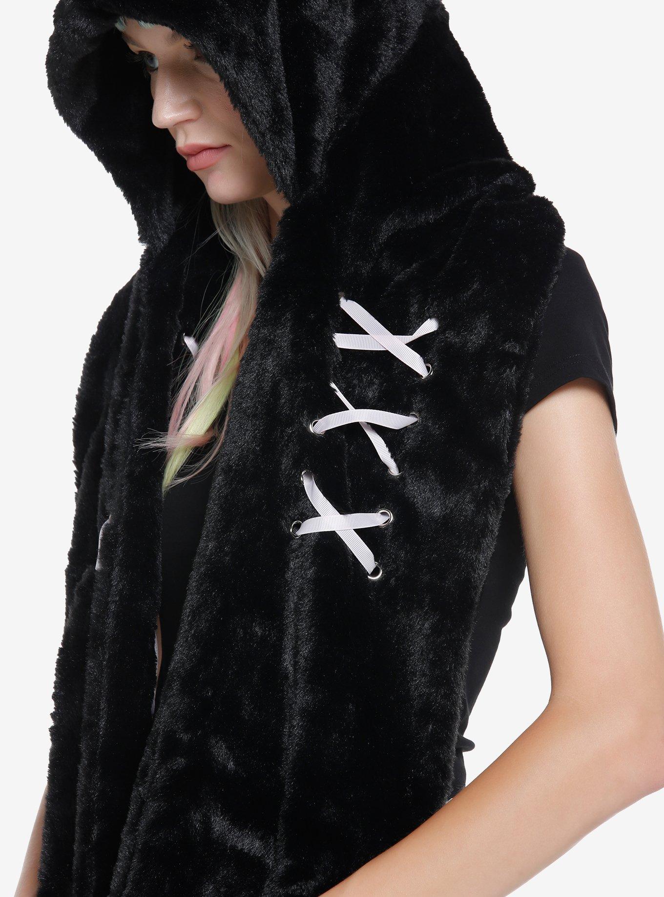 Fuzzy Bunny Pierced Ear Hat Scarf, , hi-res