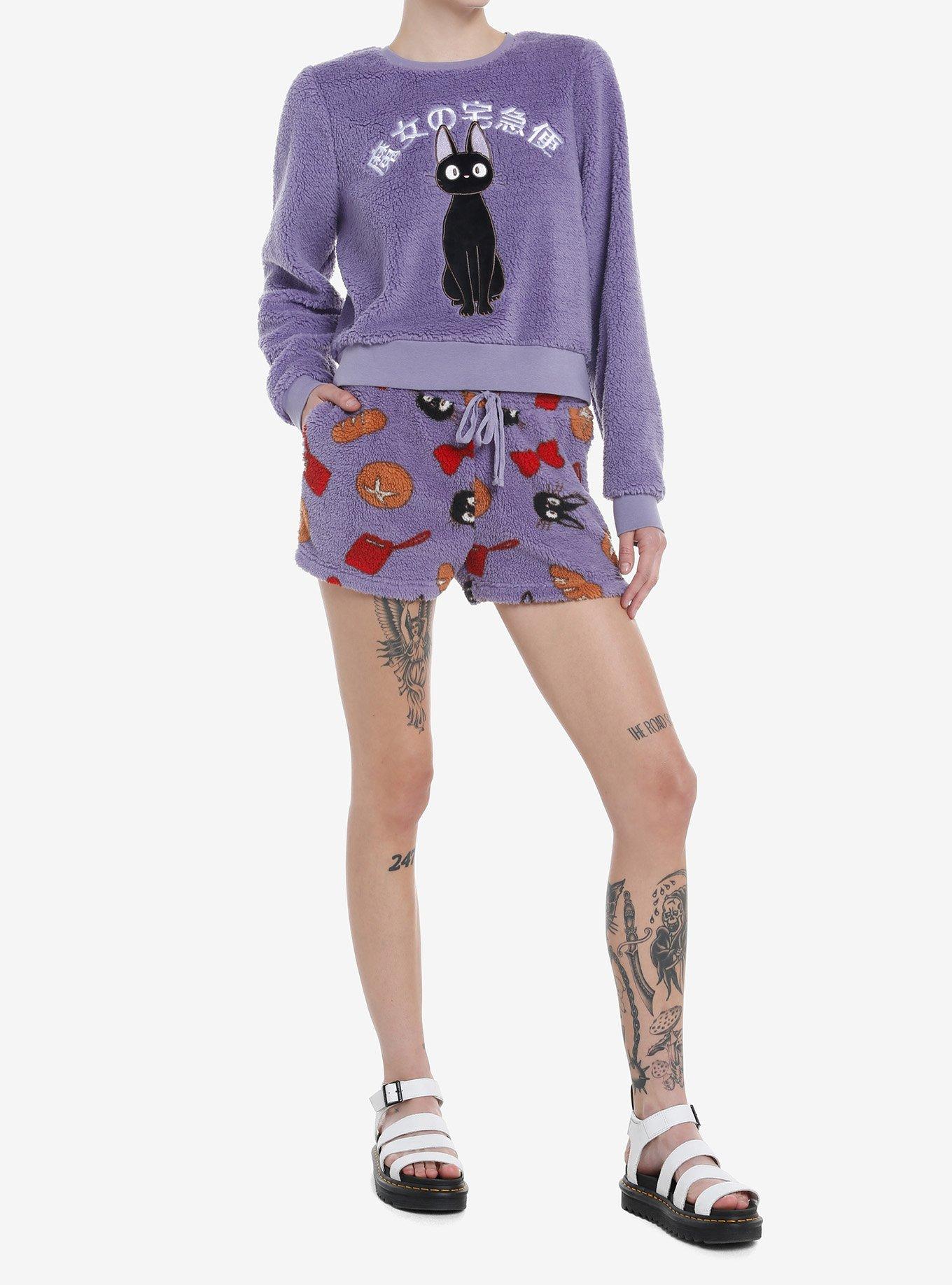 Her Universe Studio Ghibli Kiki's Delivery Service Jiji Fuzzy Lounge Set, PURPLE ORCHID, alternate