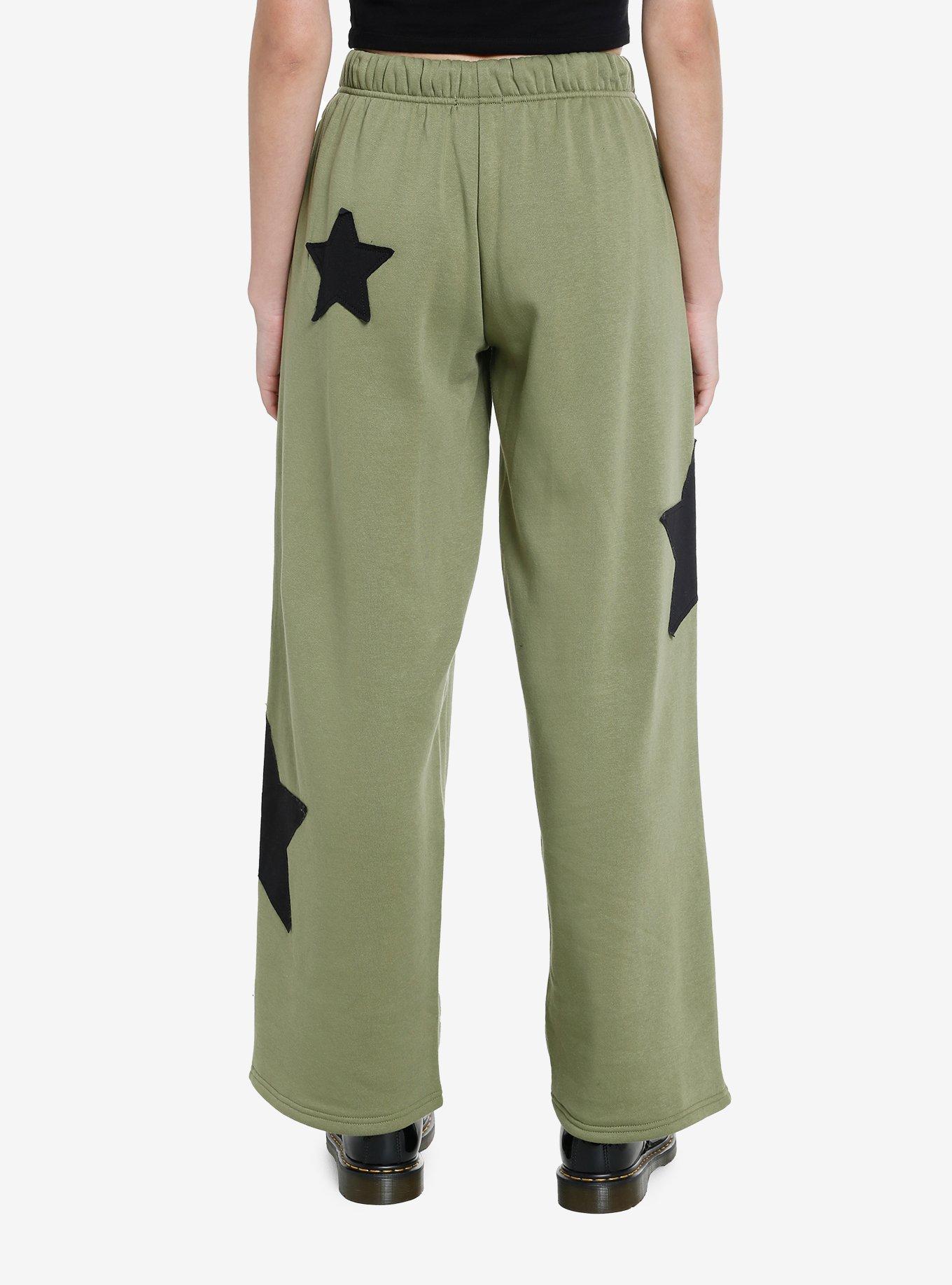 Social Collision Star Patch Girls Lounge Pants, GREEN, alternate