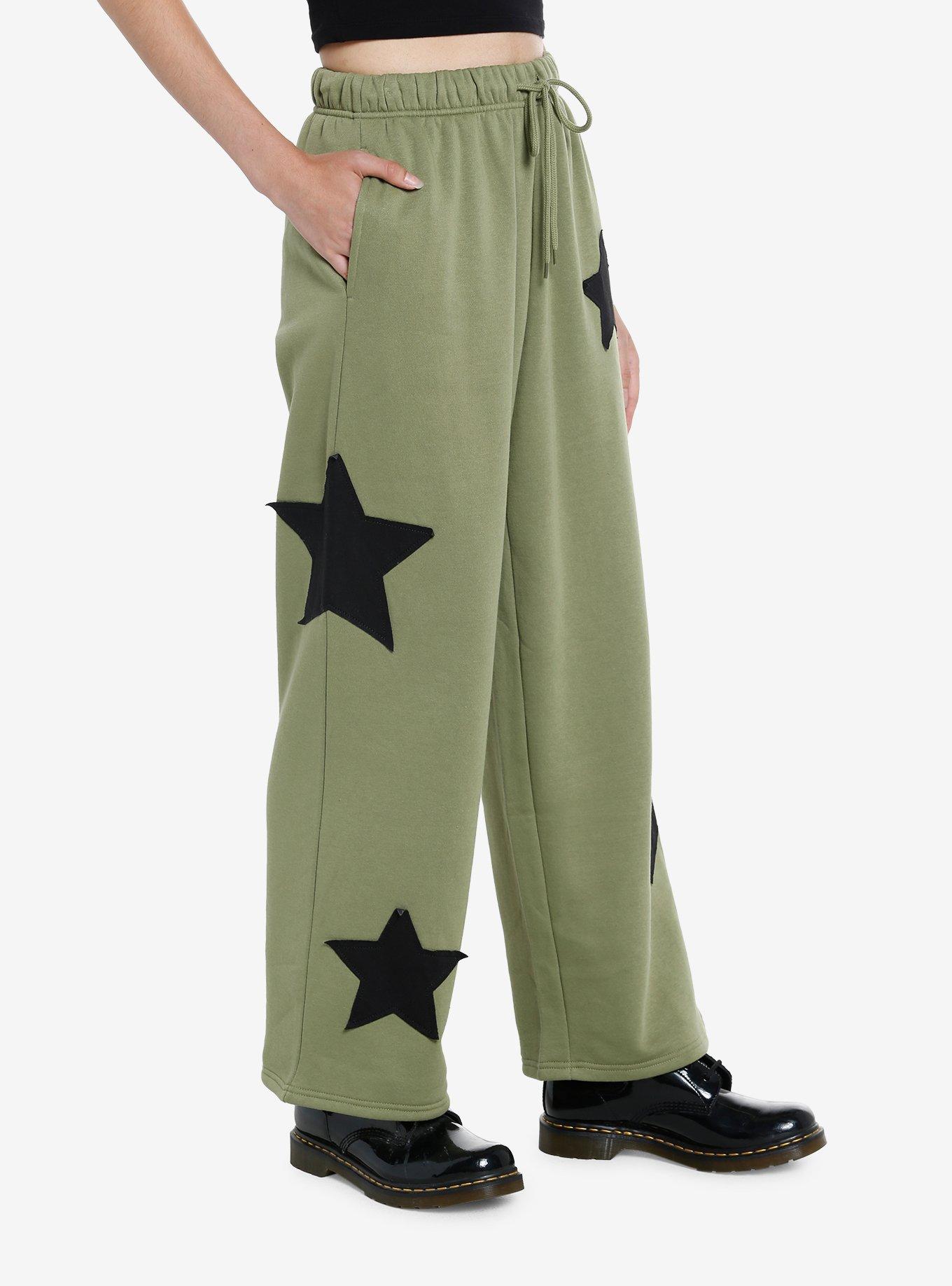 Social Collision Star Patch Girls Lounge Pants, GREEN, alternate