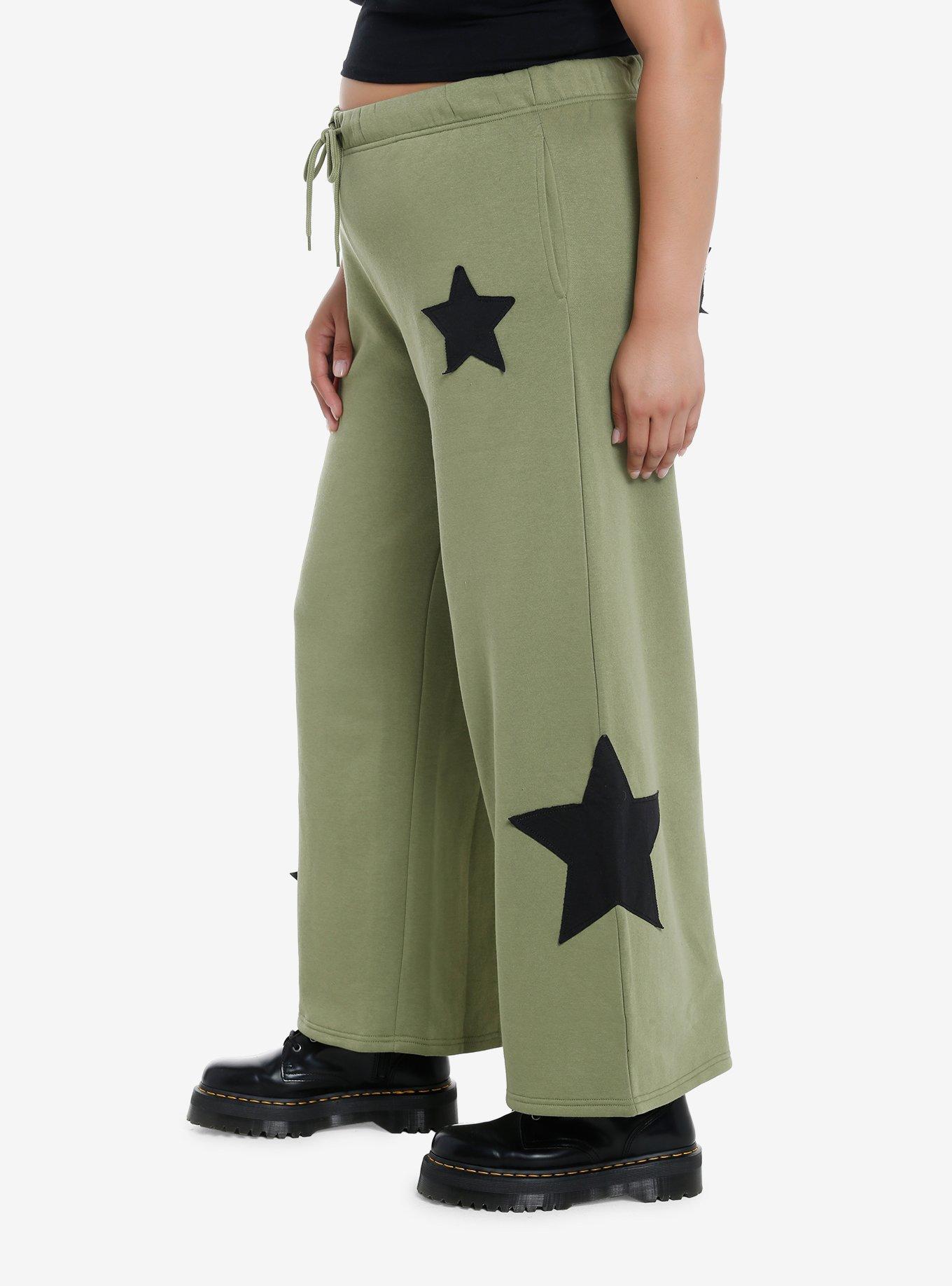 Star Patch Girls Lounge Pants Plus Size, GREEN, alternate