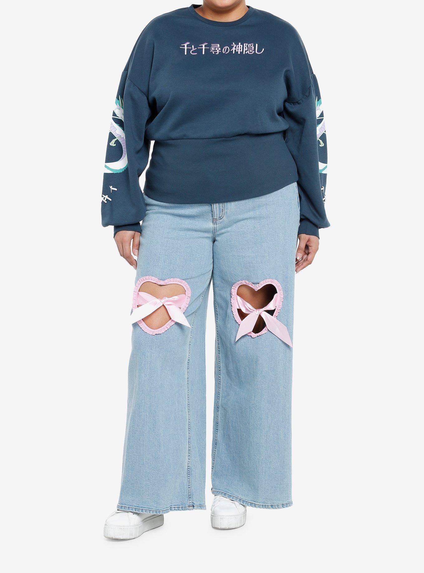 Her Universe Studio Ghibli Spirited Away Haku Embroidered Puff Ink Girls Sweatshirt Plus Size, MULTI, alternate