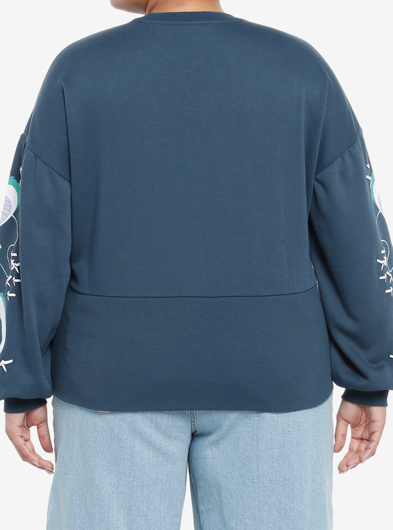 Her Universe Studio Ghibli Spirited Away Haku Embroidered Puff Ink Girls Sweatshirt Plus Size, MULTI, alternate