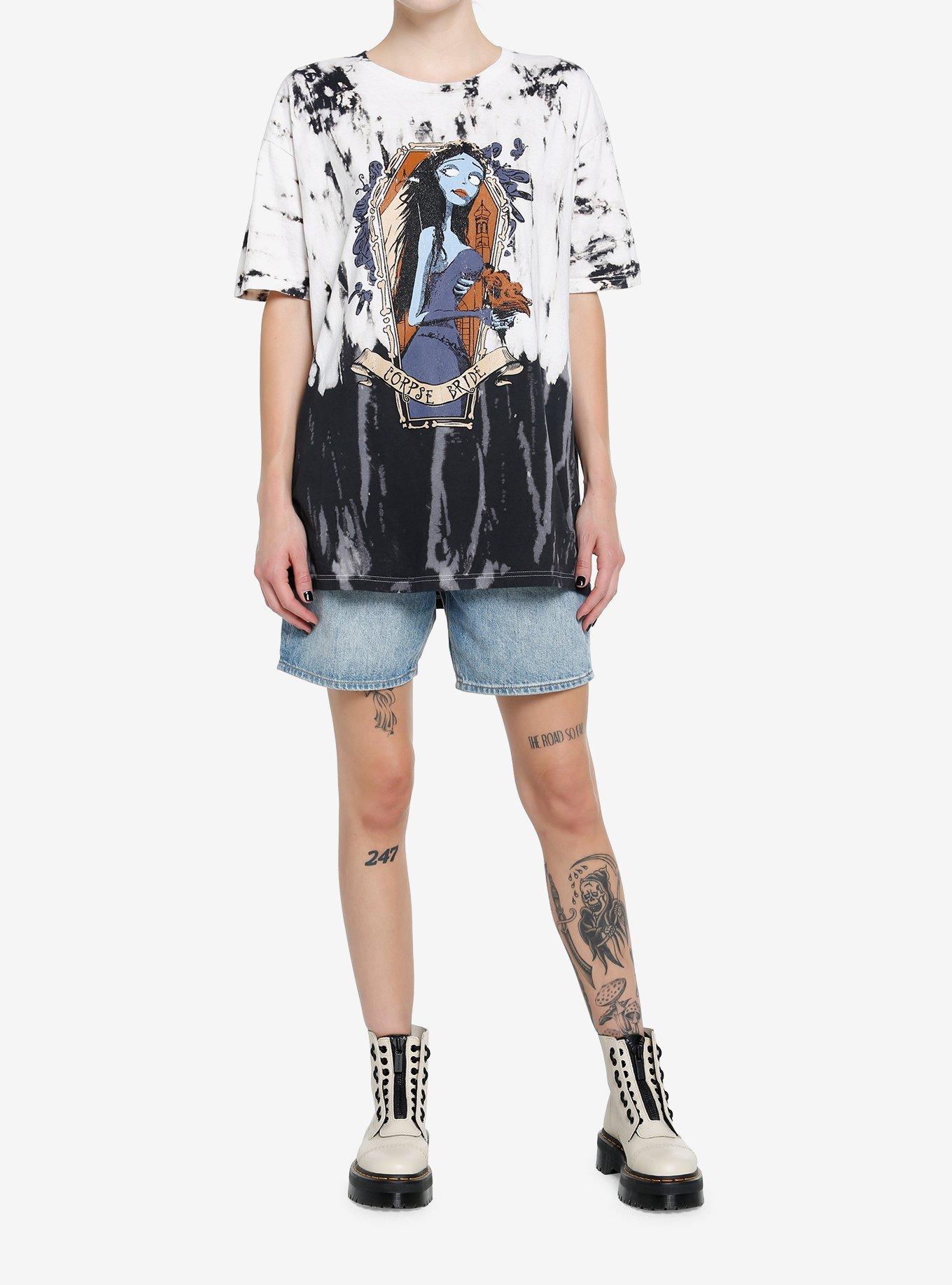 Corpse Bride Emily Coffin Tie-Dye Girls Oversized T-Shirt, MULTI, alternate