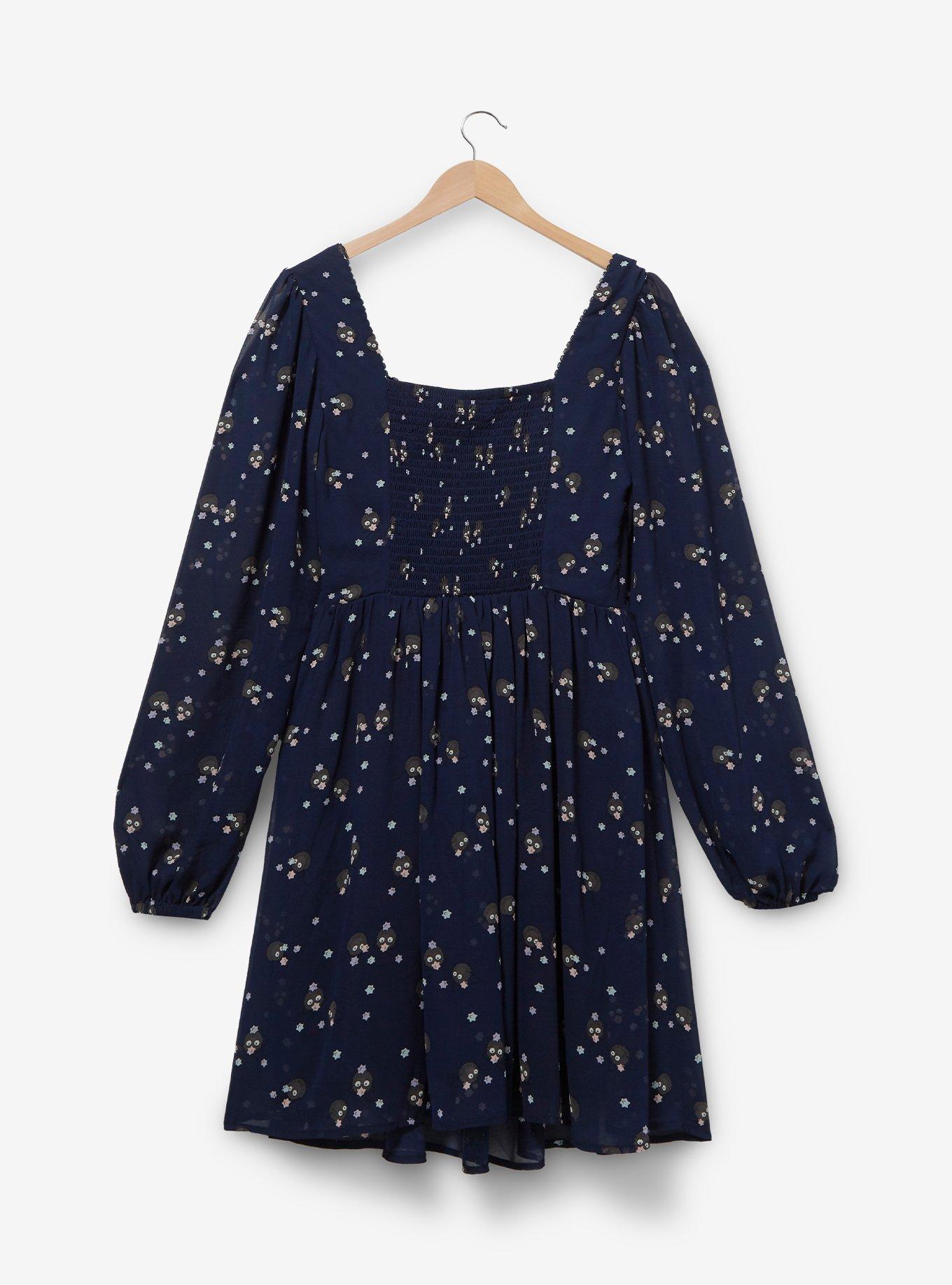 Studio Ghibli Spirited Away Long Sleeve Plus Size Smock Dress, NAVY, alternate