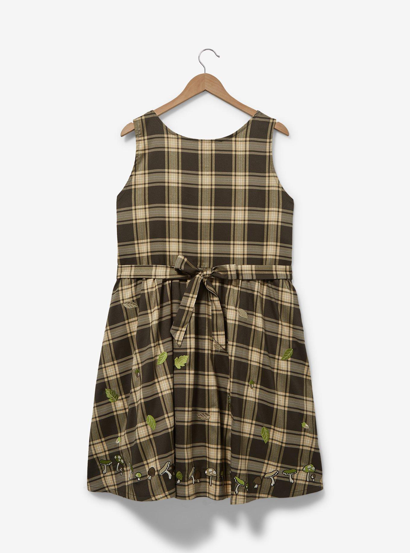 Her Universe Studio Ghibli My Neighbor Totoro Characters Plaid Tank Dress Plus Size, PLAID - BROWN, alternate