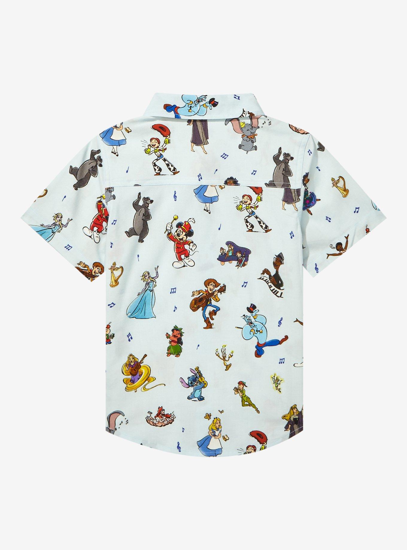 Disney 100 Characters Allover Print Woven Toddler Button-Up - BoxLunch Exclusive, BLUE, alternate
