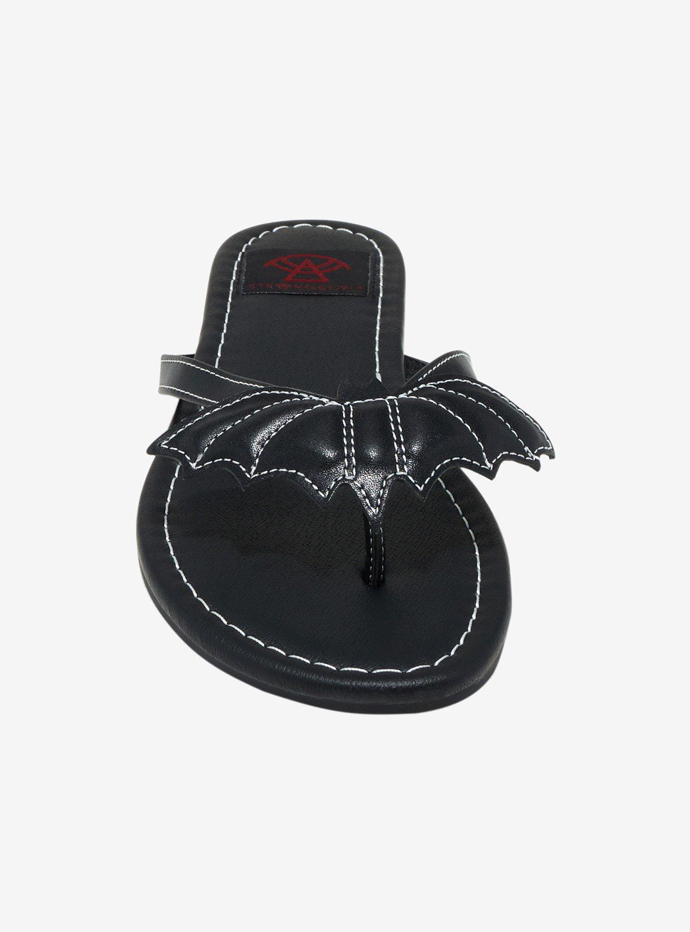 Strange Cvlt Black Bat Flip Flops, MULTI, alternate
