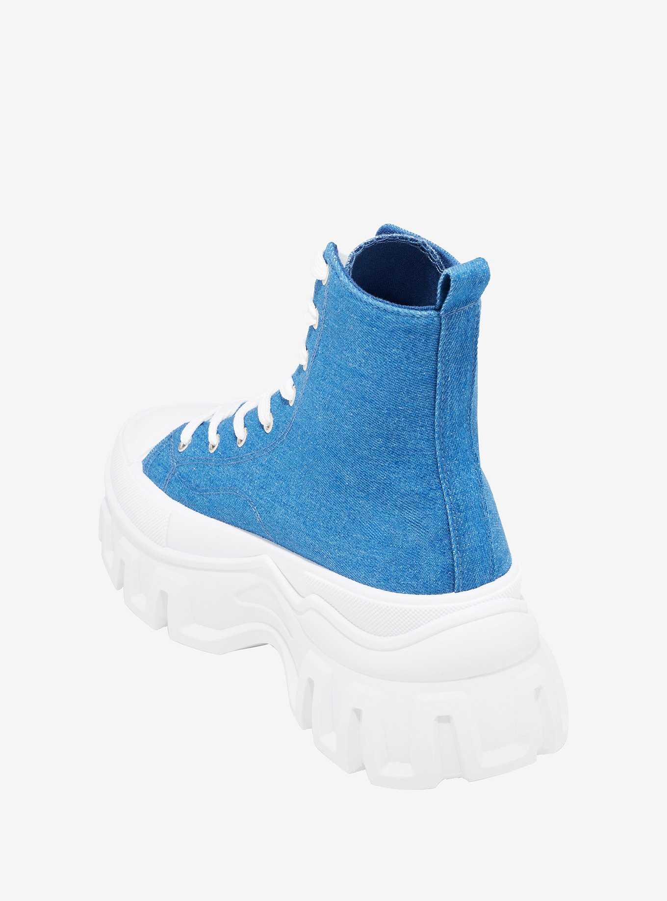 Azalea Wang Denim Hi-Top Platform Sneakers, , hi-res