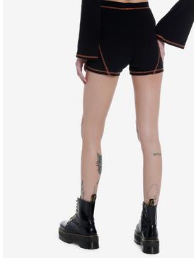 Social Collision Black & Orange Stitch Skull Girls Bike Shorts, , hi-res