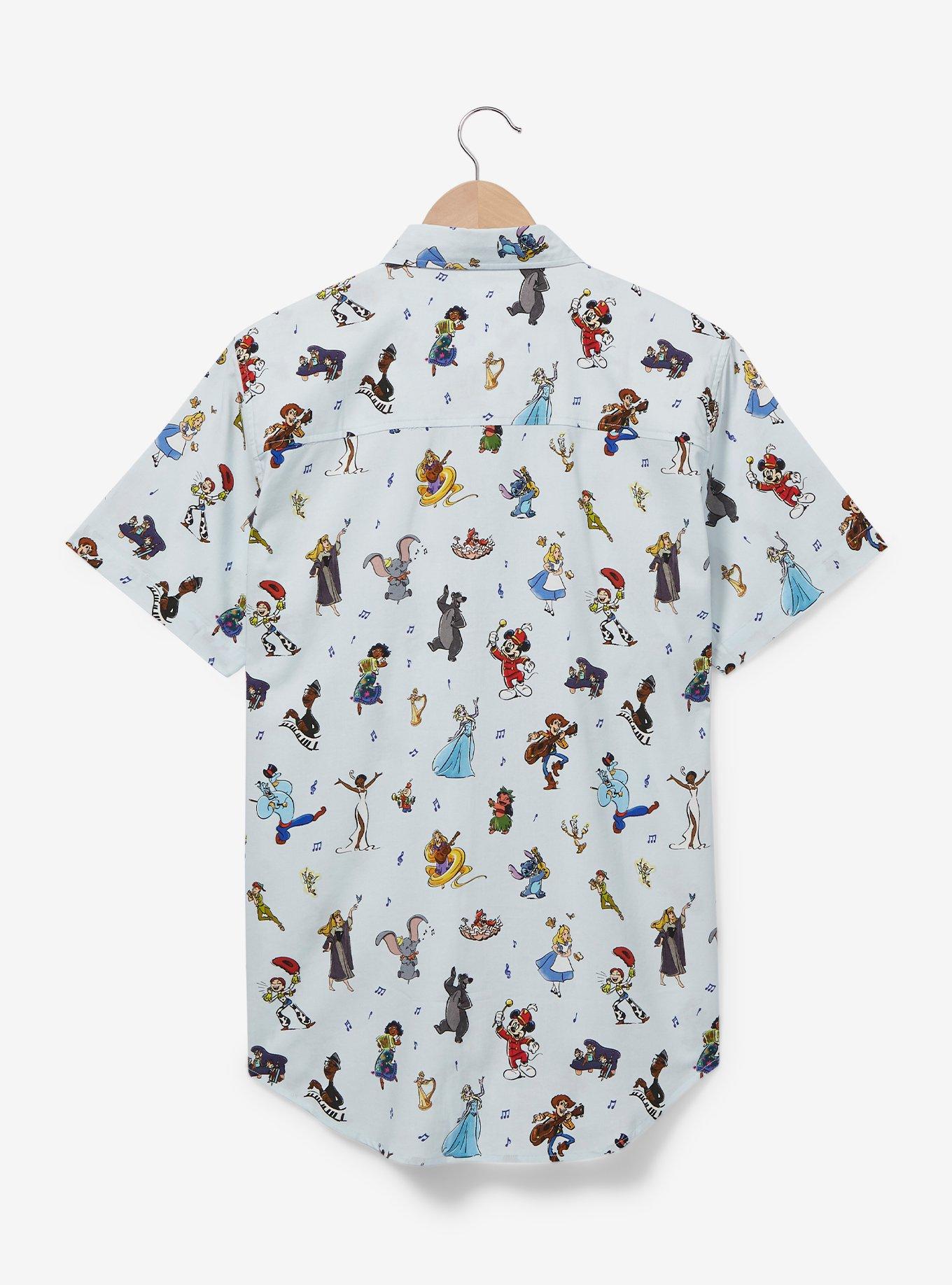 Disney 100 Character Portraits Allover Print Woven Button-Up - BoxLunch Exclusive , LIGHT BLUE, alternate