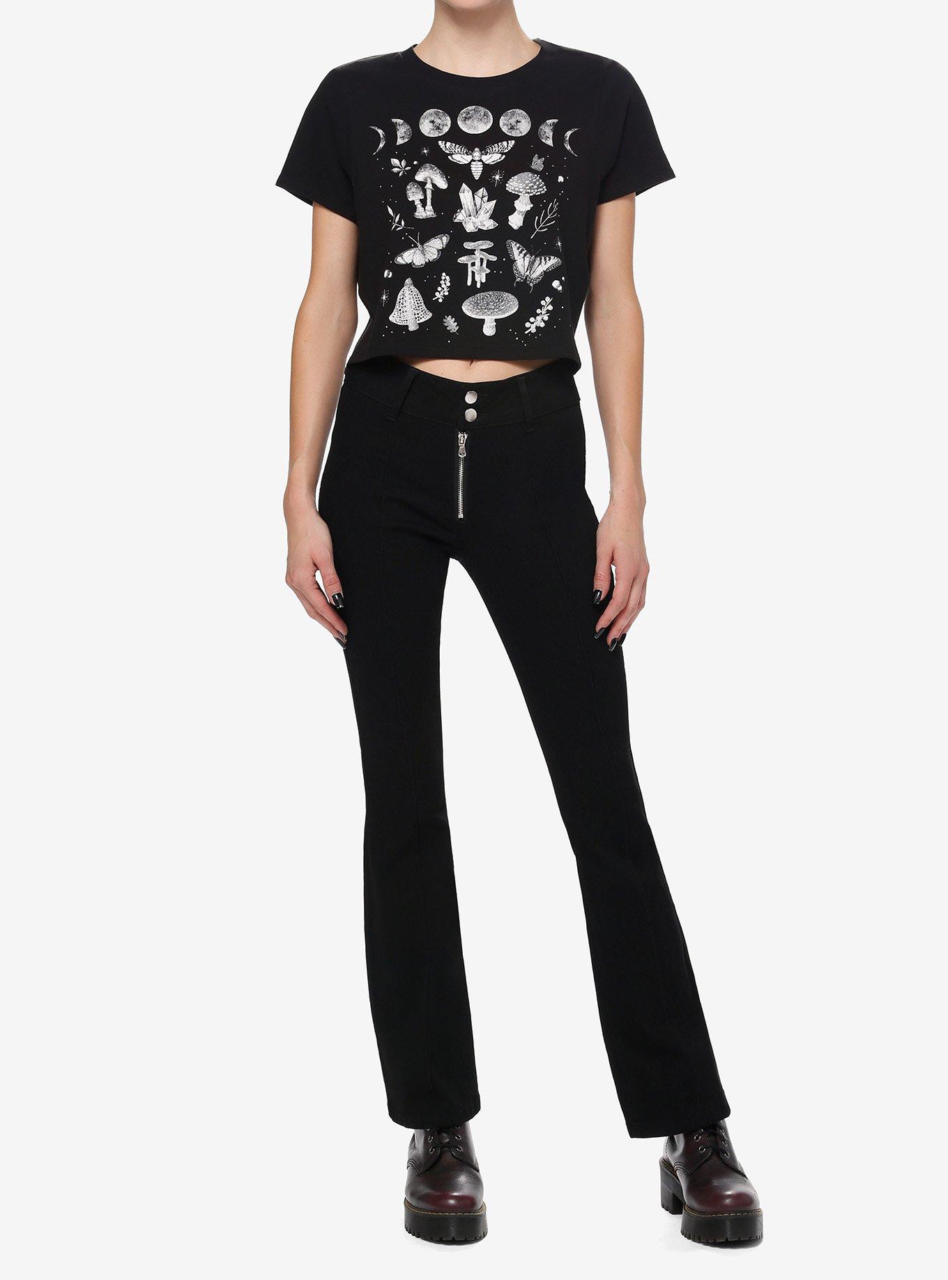 Thorn & Fable Mushroom Moon Phase Girls Crop T-Shirt