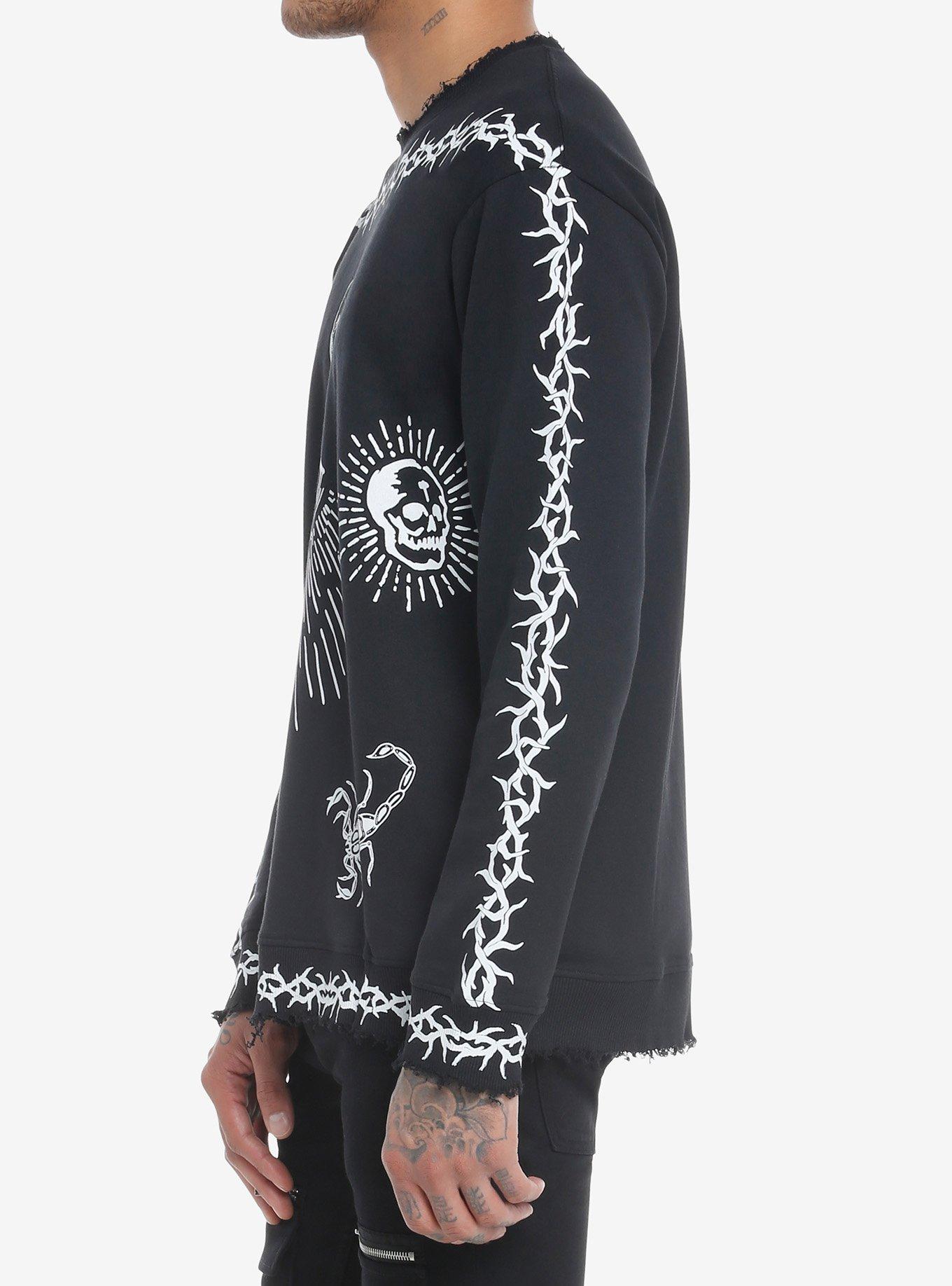 Vines Occult Symbols Long-Sleeve Sweatshirt, GREY, alternate