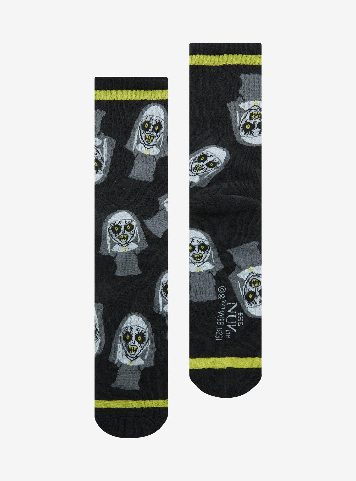 The Nun Portrait Allover Print Crew Socks - BoxLunch Exclusive, , hi-res