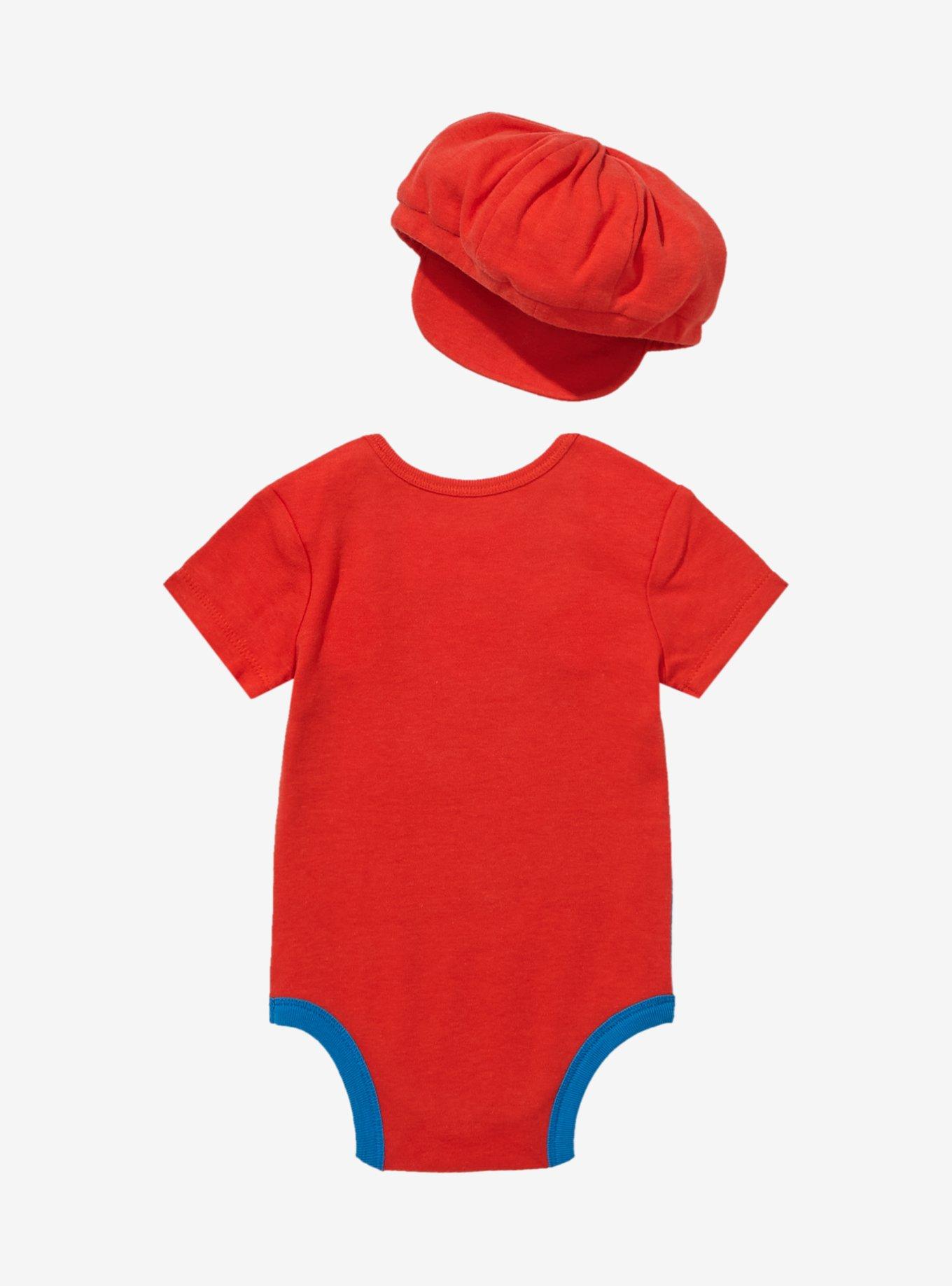 Nintendo Super Mario Bros. Mario Outfit Infant One-Piece and Hat Set, MULTI, alternate