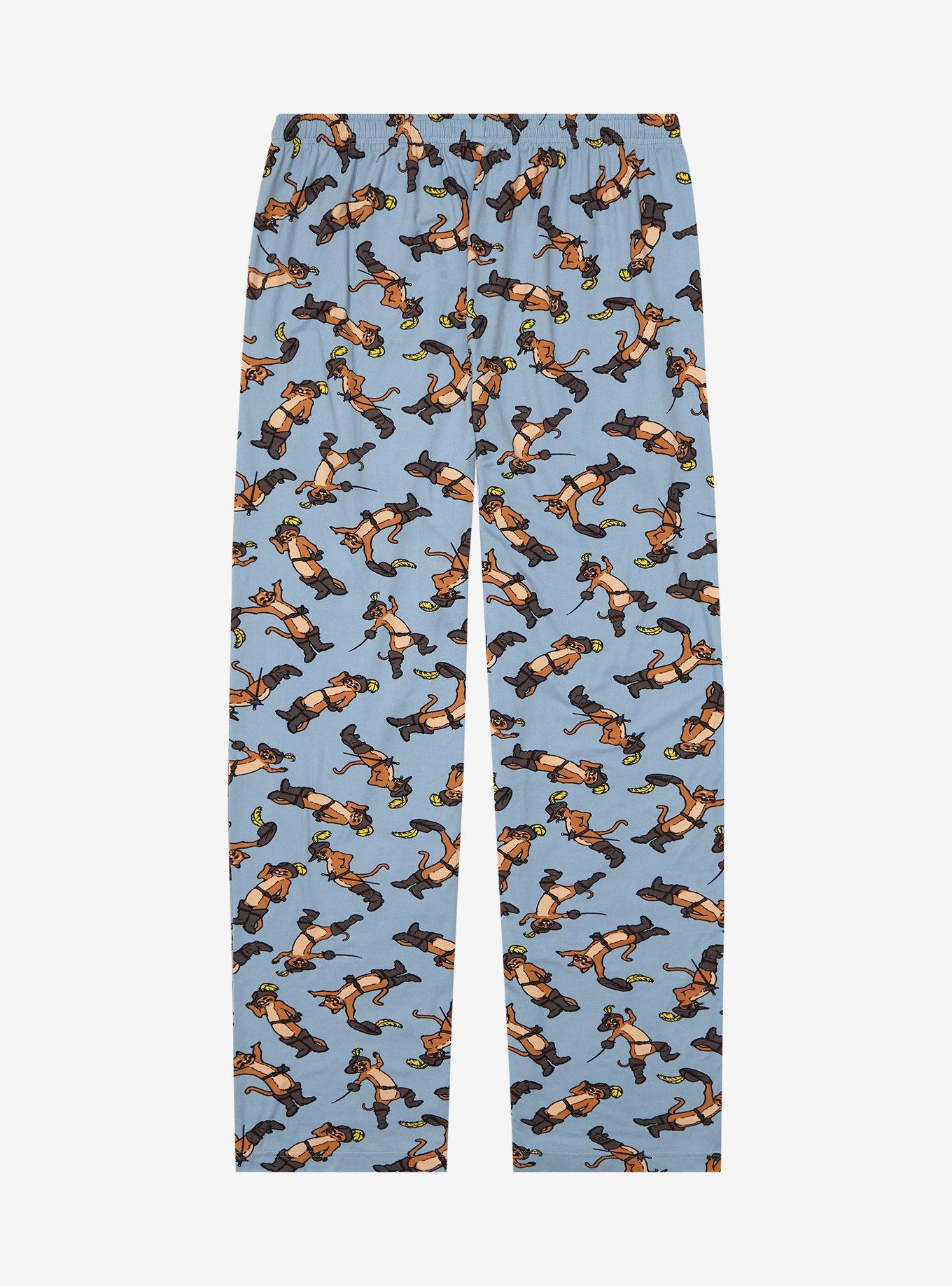 Puss in Boots Portraits Allover Print Sleep Pants - BoxLunch Exclusive, LIGHT BLUE, alternate