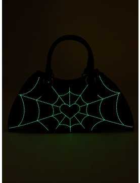 Bat Wing Spiderweb Glow-In-The-Dark Satchel Bag, , hi-res