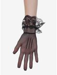 Black Lace Bow Fingerless Gloves, , alternate