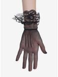 Black Lace Bow Fingerless Gloves, , alternate