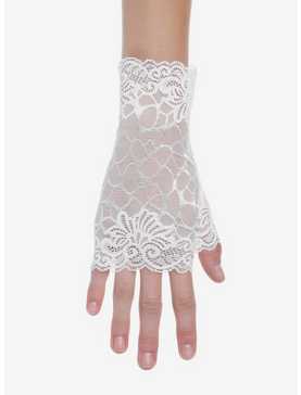 White Lace Fingerless Gloves, , hi-res